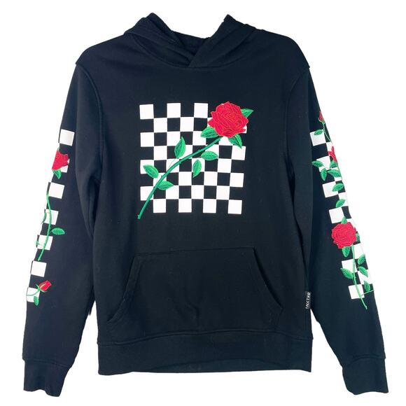 Brooklyn Cloth Mfg. Co. Checkerboard Rose Hoodie Sweatshirt Black Size Small - Picture 1 of 7